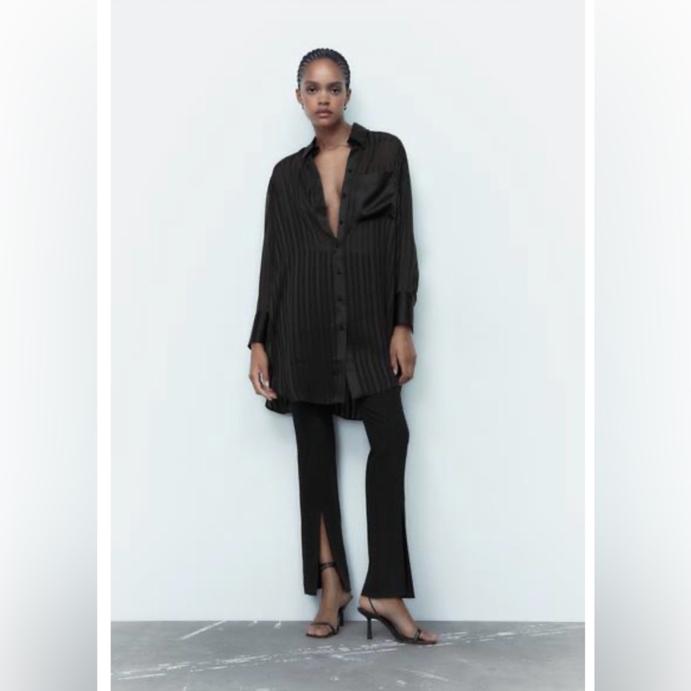 Zara semi sheer striped long top